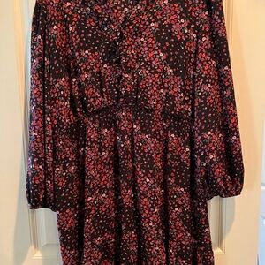 London Time Floral Black and Red Dress 22W